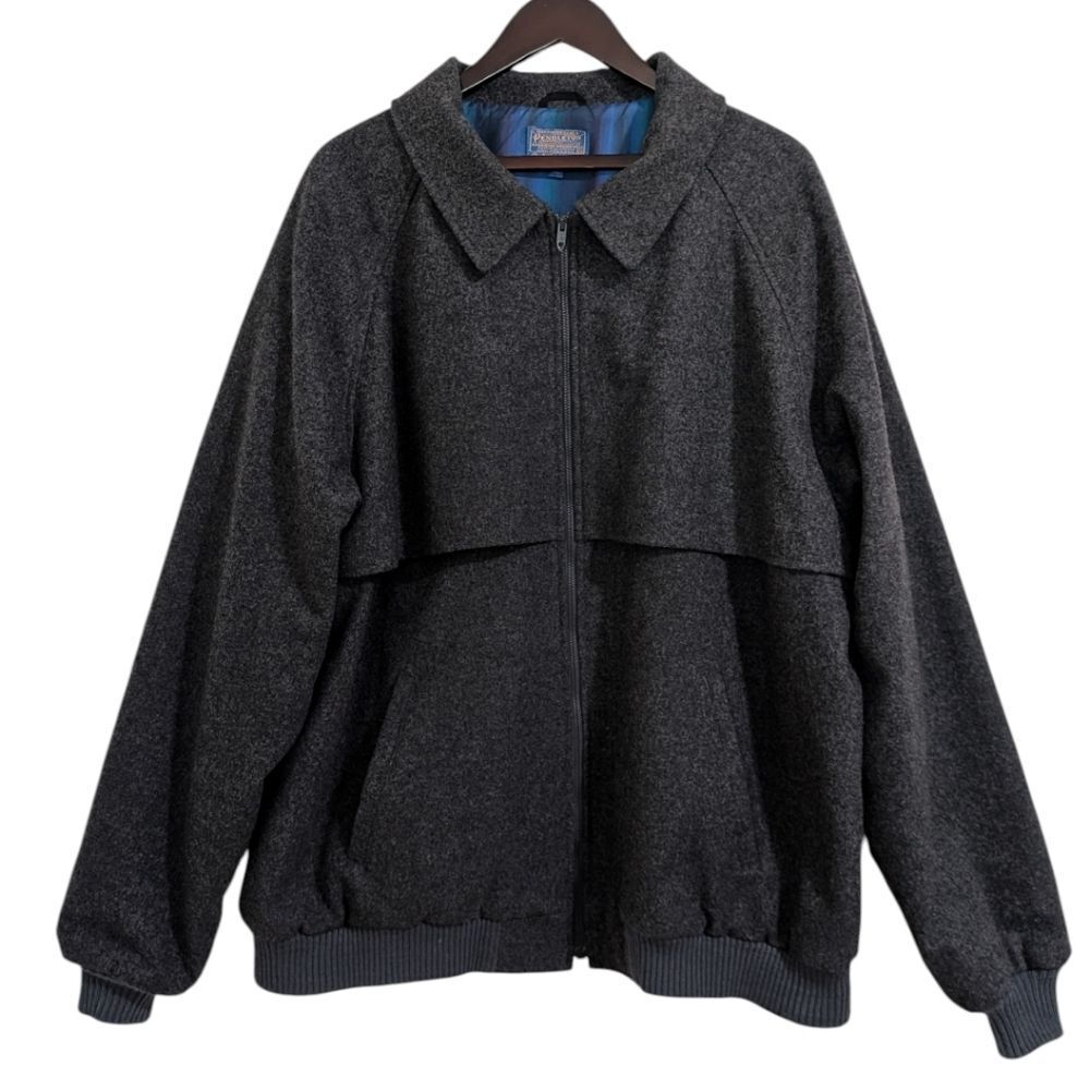 Pendleton 100% Virgin Wool Thinsulate Bomber Jacket Grey 2XT Tall Rare